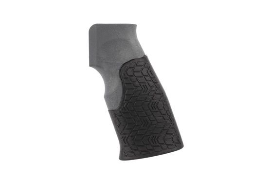 Daniel Defense overmolded AR15 pistol grip in tornado grey has a more vertical angle for optimal ergonomics